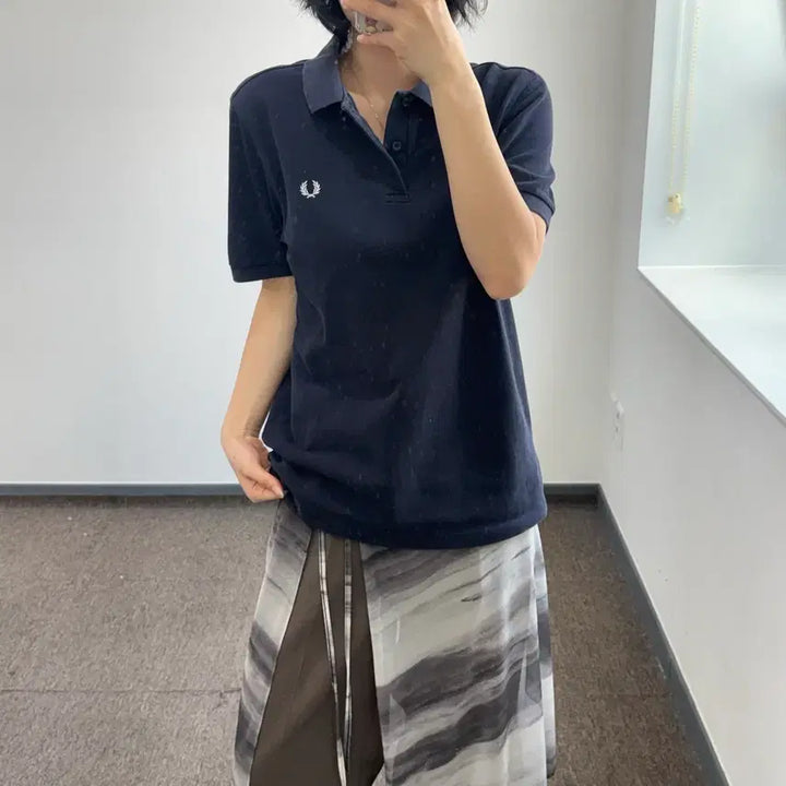 [BUNJANG] Fred Perry Small Logo Navy Polo T-Shirt / Fredperry 프레드페리 스몰로고 네이비 카라 반팔티