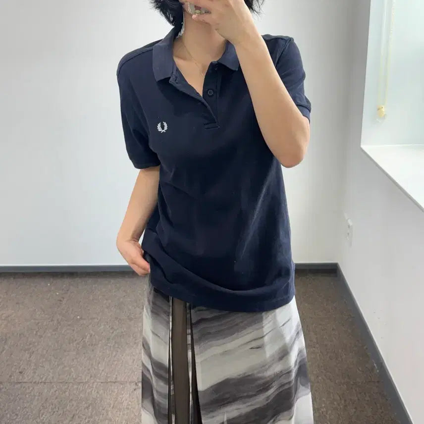 [BUNJANG] Fred Perry Small Logo Navy Polo T-Shirt / Fredperry 프레드페리 스몰로고 네이비 카라 반팔티