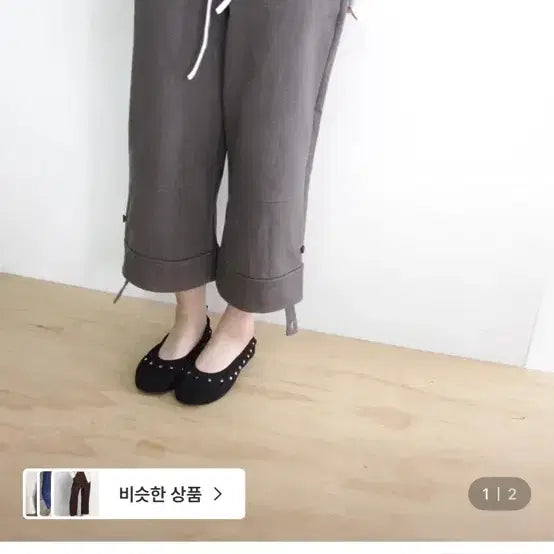 [BUNJANG] Hippiepie Roll-up Button Capri Pants Brown / 히피디피 롤업 버튼 카프리 팬츠 브라운