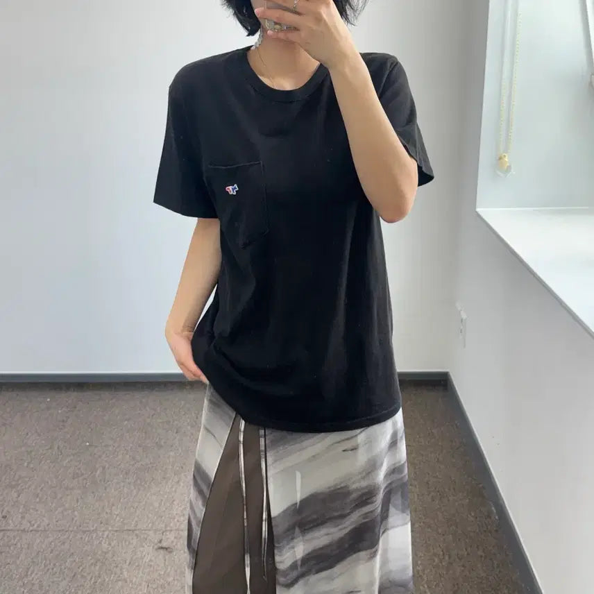 [BUNJANG] Maison Kitsuné Pocket Black T-Shirt / Maison kitsune 메종키츠네 포켓 블랙 반팔