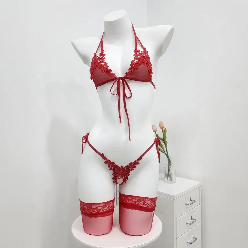 [BUNJANG] Sexy Bra and Panty Set - Red / [바로배송]섹시 브라 티팬티 세트 란제리 레드