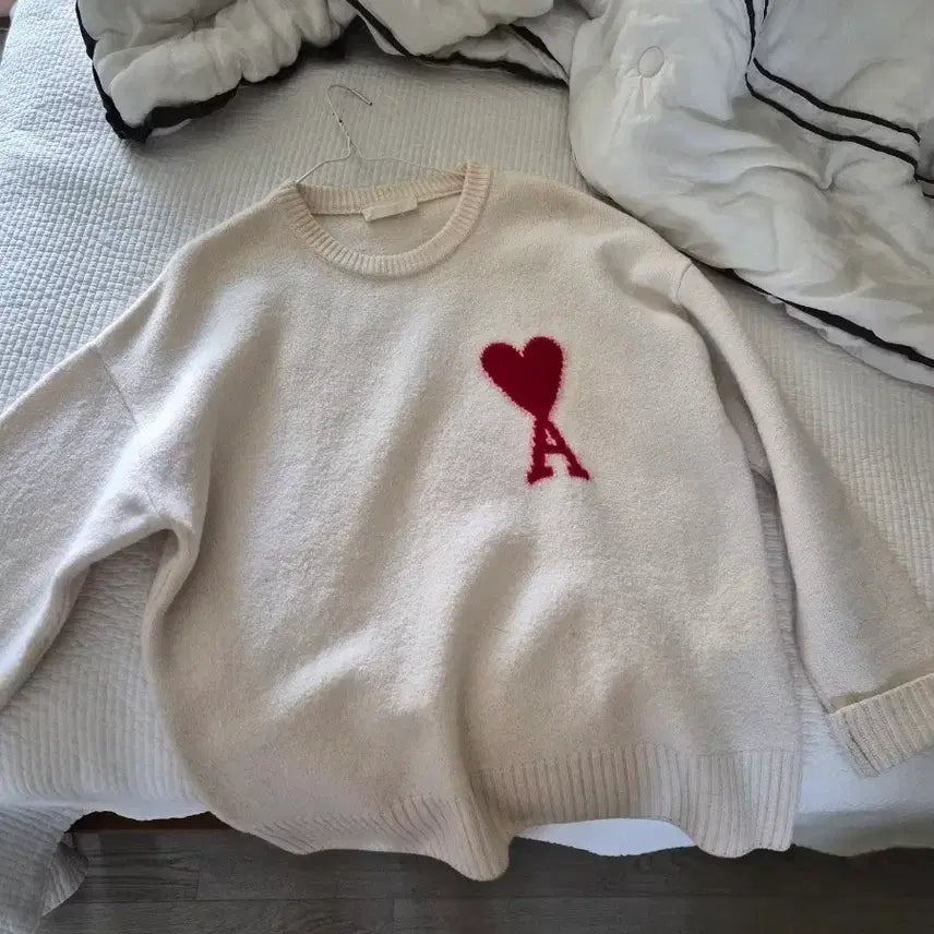 [BUNJANG] Ami Signature Logo Knit Sweater / 아미 정품 니트 팝니다