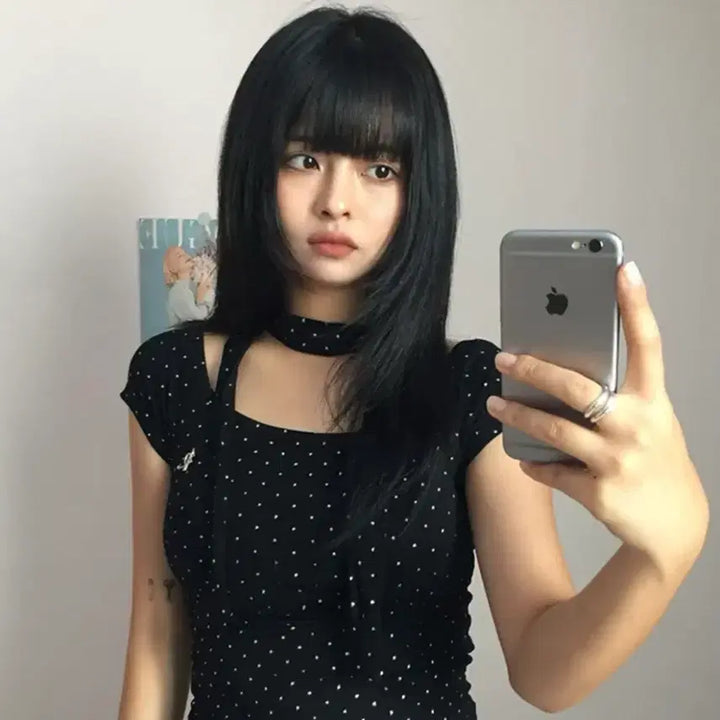 [BUNJANG] Dot Muffler Short Sleeve Set / 도트 머플러 반팔 (세트)