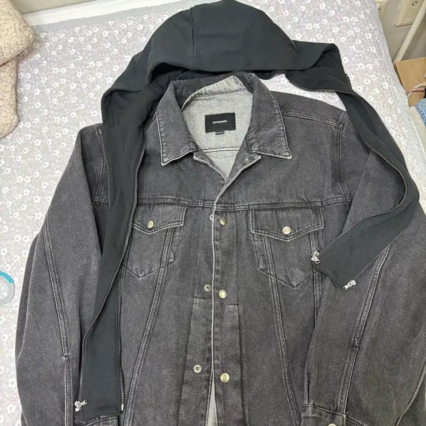 [BUNJANG] Covernat Hooded Denim Jacket Black / 커버낫 후드 데님 자켓 블랙