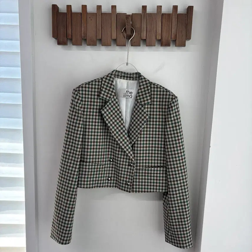 [BUNJANG] Theilma Cropped Check Jacket / 더일마 크롭 체크자켓