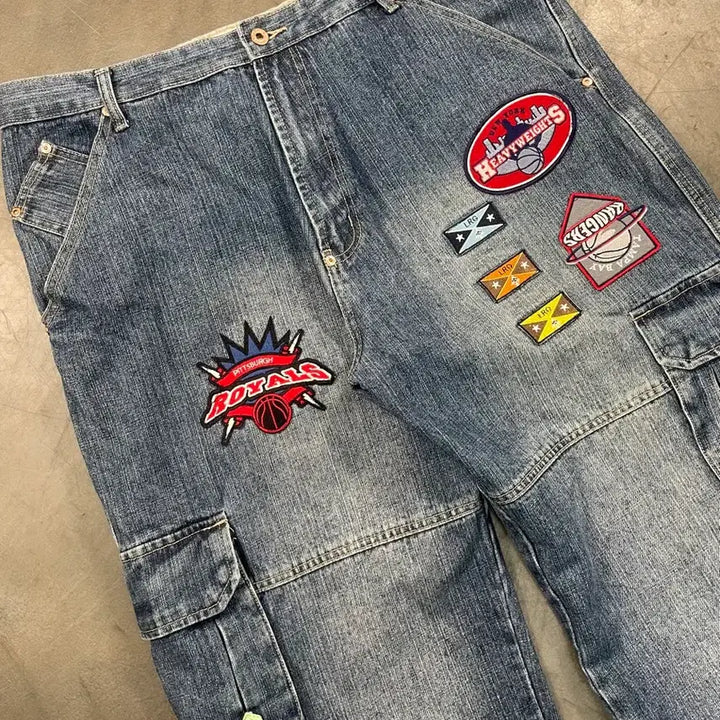 [BUNJANG] Vintage Wide Denim Cargo Pants / 빈티지 와이드 데님 카고팬츠