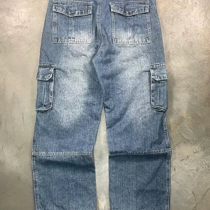 [BUNJANG] Vintage Wide Denim Cargo Pants / 빈티지 와이드 데님 카고팬츠