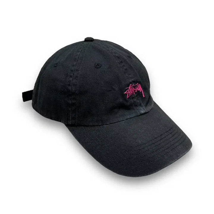 [BUNJANG] Stussy Pink Logo Dark Cotton Baseball Cap / 스투시 핑크 로고 스트릿 코튼 다크 볼캡