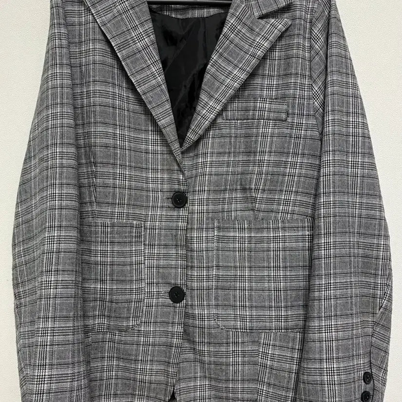 [BUNJANG] Grey Checkered Jacket (Free Size) / 그레이 체크 자켓 (Free)