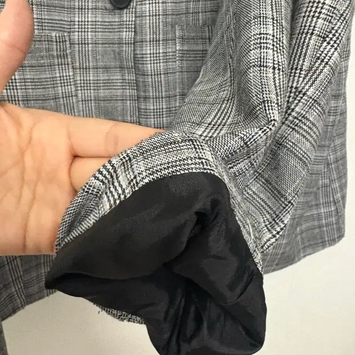[BUNJANG] Grey Checkered Jacket (Free Size) / 그레이 체크 자켓 (Free)