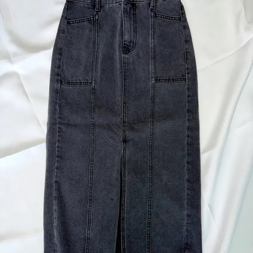 [BUNJANG] Black Denim Long Skirt / 새상품) 흑청 데님 롱 스커트