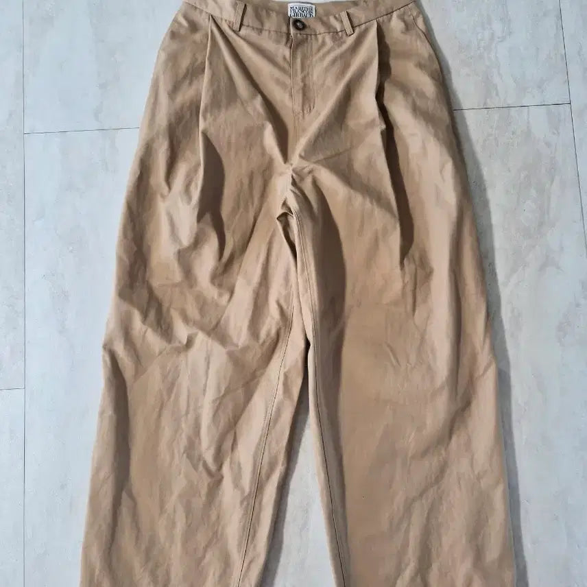 [BUNJANG] Marithe Francois Girbaud Pinched Wide Pants - Beige (L) / 마리떼프랑스와 저버 핀턱 와이드 팬츠 L