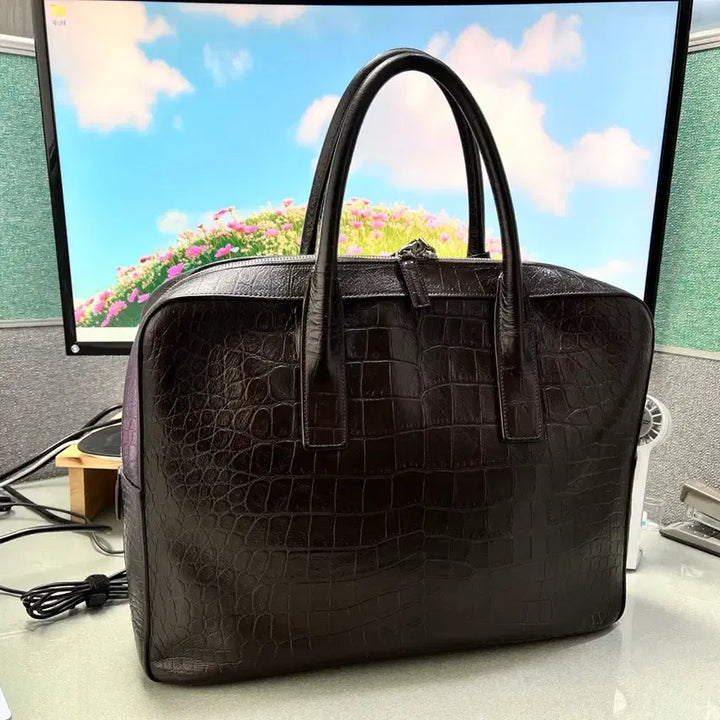 [BUNJANG] Saint Laurent Museum Croc-Embossed Leather Briefcase / 생로랑 뮤지엄 브리프케이스 서류가방 판매합니다.