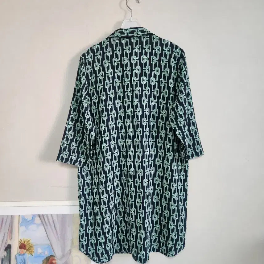 [BUNJANG] Golbang Chain Pattern Long Shirt Dress / 골방. 체인 패턴 롱셔츠블라우스겸원피스 77