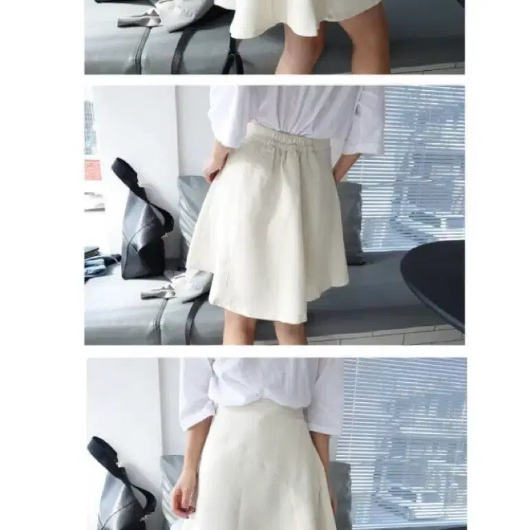 [BUNJANG] A-Line Flare Skirt - Ivory / 새상품 아이보리 스커트 A라인 플레어 스커트