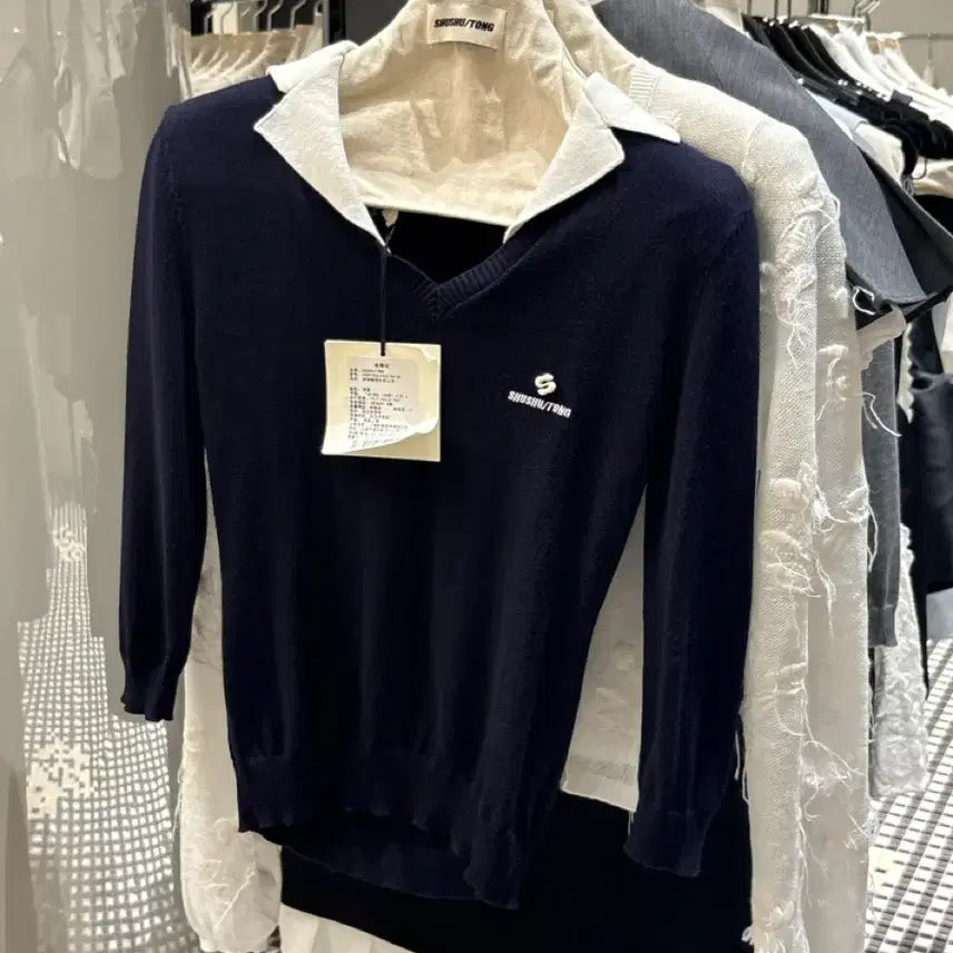 [BUNJANG] Shushutong Knit Navy Size 6/8 / 슈슈통 니트 네이비 사이즈 6,8