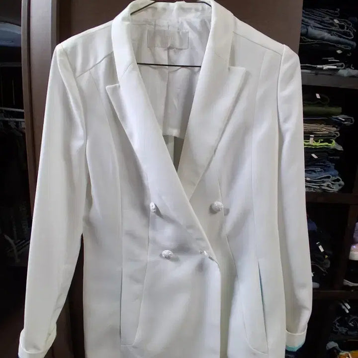 [BUNJANG] OZOC White Double Button Jacket / OZOC 화이트 더블 버튼 자켓(66)