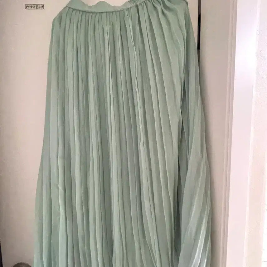 [BUNJANG] Vintage Mint Pleated Long Skirt / 빈티지 민트 플리츠 롱 스커트
