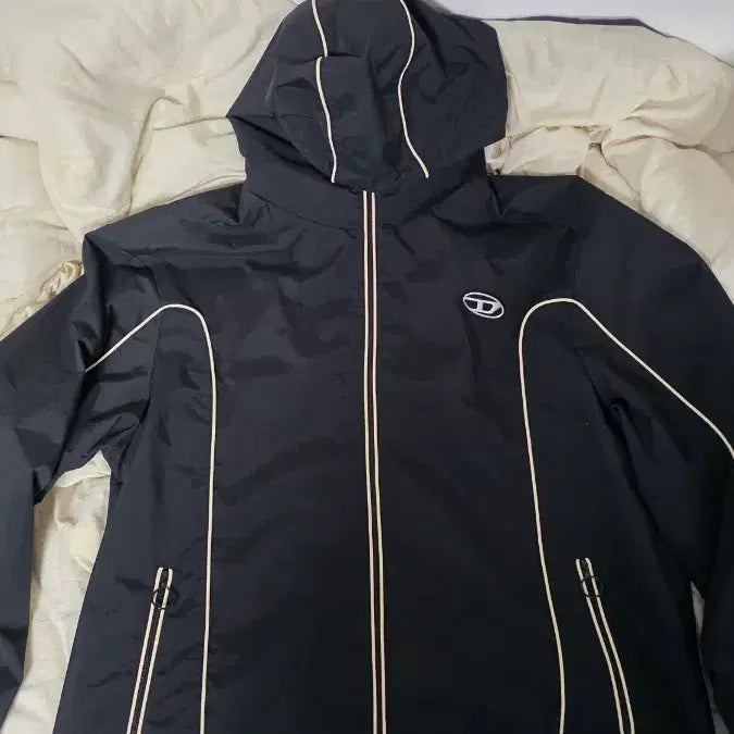 [BUNJANG] Diesel J-Hyves Contrast Piping Windbreaker Black XXL / 디젤 J-하이브스 콘트라스트 파이핑 윈드브레이커 블랙 xxl