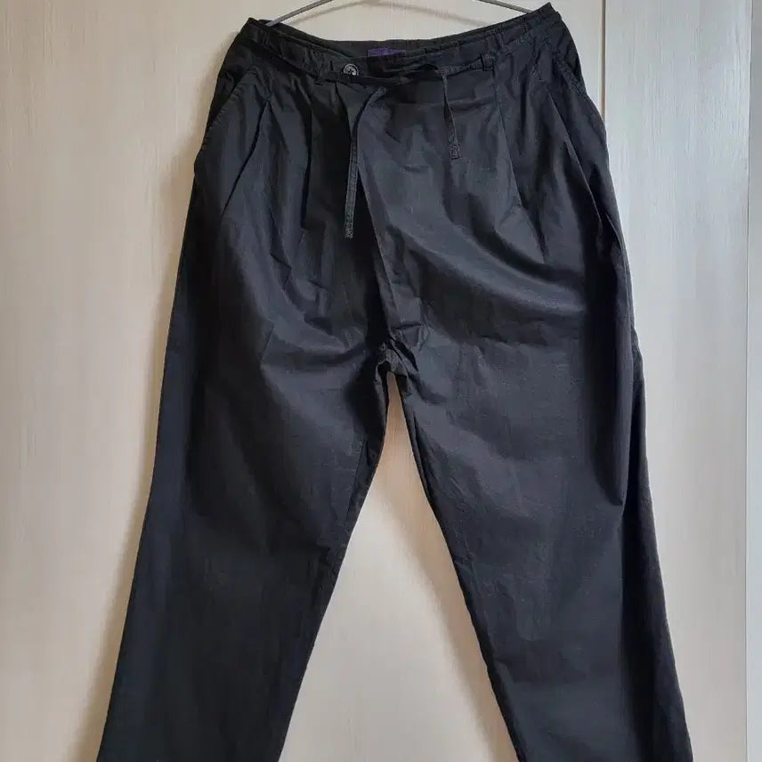 [BUNJANG] Beslow Black Cotton Pants String Waist Fit / 비슬로우 검정색 면바지 끈바지 스타일