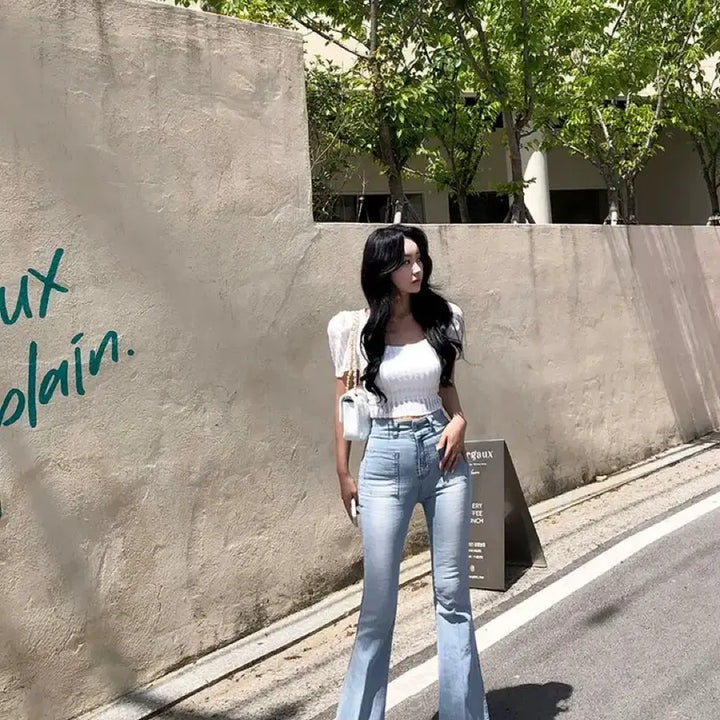 [BUNJANG] S9 High-Waist Bootcut Long-Leg Jeans / 새상품 에스나인 골반패드 데님 부츠컷 하이웨스트 롱레그 바지