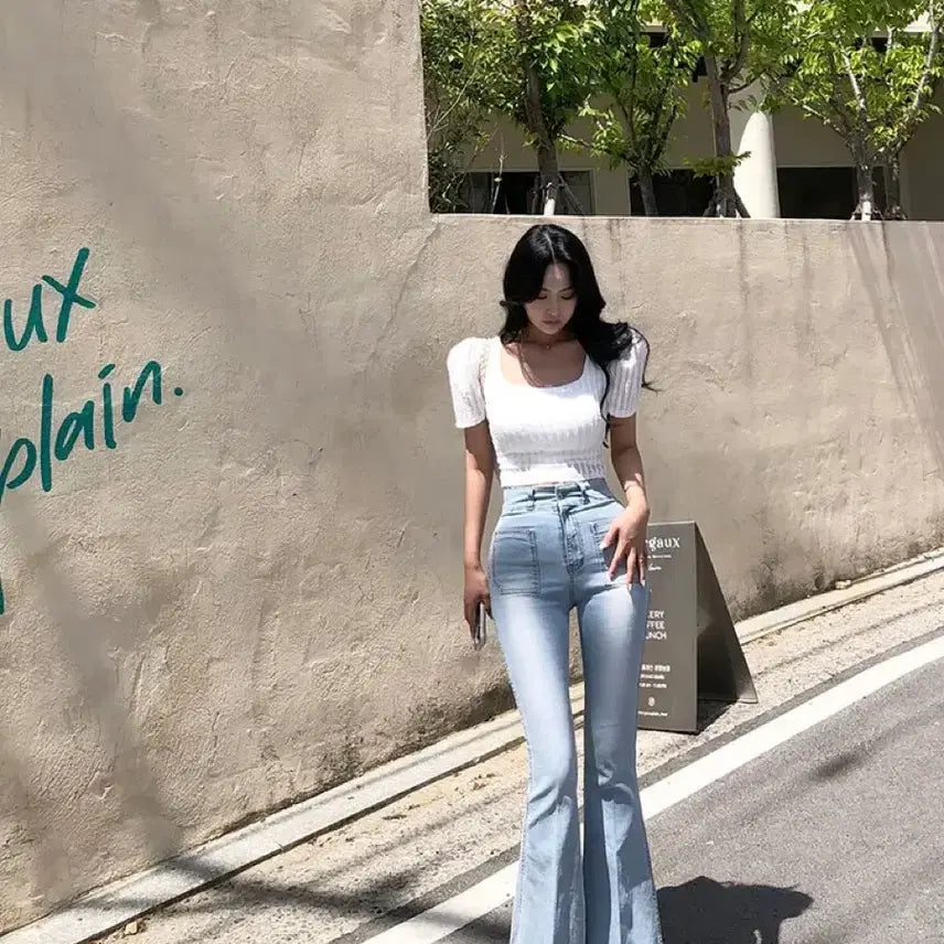 [BUNJANG] S9 High-Waist Bootcut Long-Leg Jeans / 새상품 에스나인 골반패드 데님 부츠컷 하이웨스트 롱레그 바지