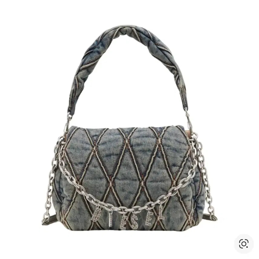 [BUNJANG] Diesel D Denim Shoulder Bag Medium Blue / 디젤 참 D 데님 숄더백 미디움 블루