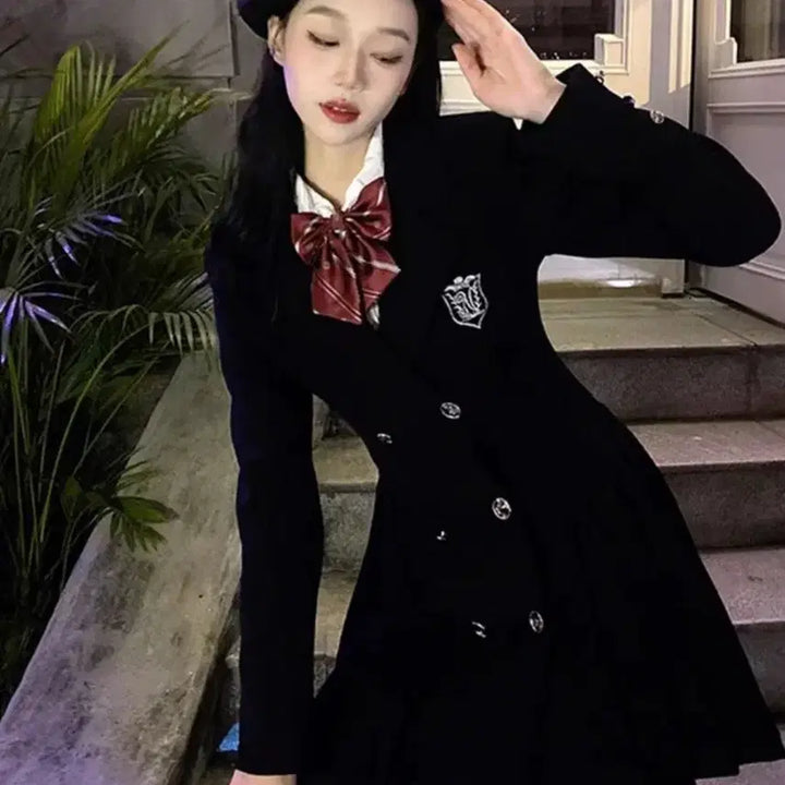 [BUNJANG] Preppy British Style School Uniform Blazer / 할인>프레피룩 영국 정장 자켓 하이틴 졸사 제복 컨셉 드레스