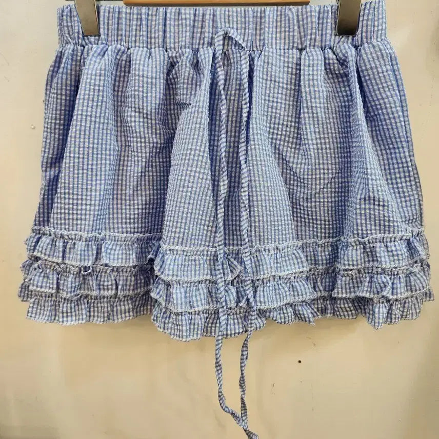 [BUNJANG] Frill Check Banding Shorts Pants / 프릴체크밴딩반바지팬츠(새상품)