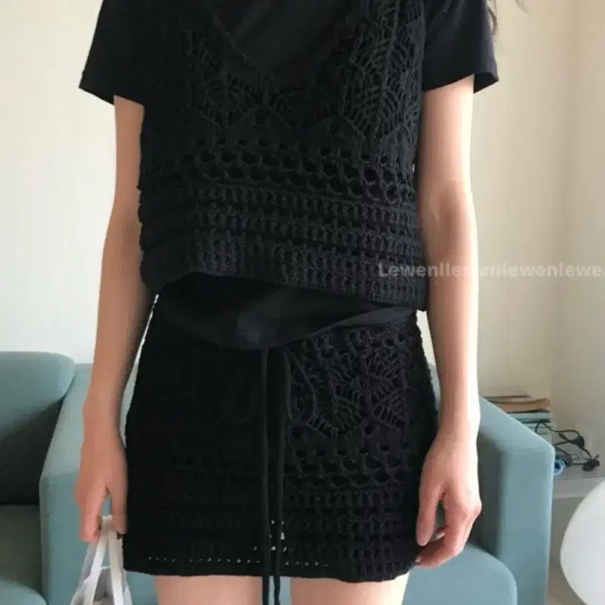 [BUNJANG] WIA Blossom Knit Skirt Black / 위아(블러썸 니트치마)블랙