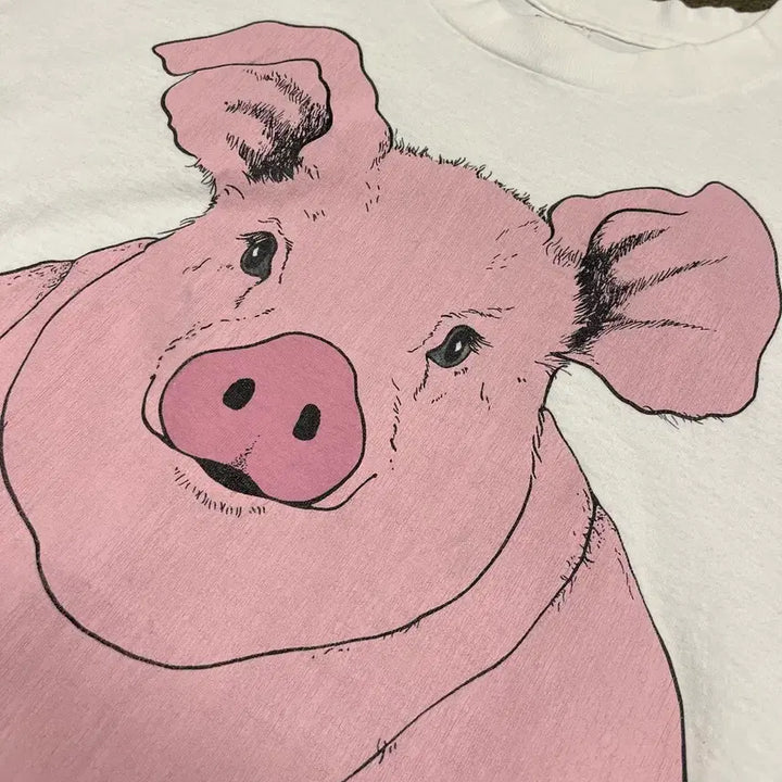 [BUNJANG] 90s Big Face Pig T-Shirt (Size L/105) / 90s Big Face Pig 티셔츠 (105)