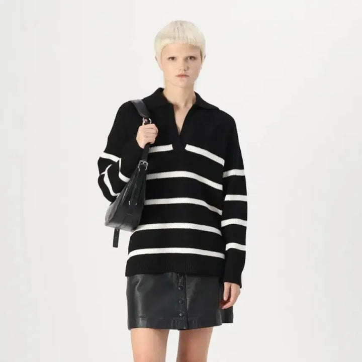 [BUNJANG] American Eagle Black Striped Sweater / 미국에서 산 아메리칸 이글 검정 스웨터