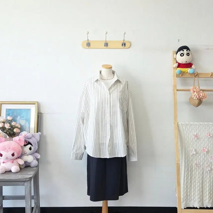 [BUNJANG] Million Vintage Stripe Oversized Shirt / 빈티지 만원샵 Million 스트라이프 오버핏 셔츠