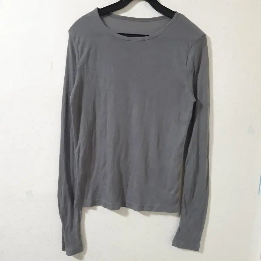 [BUNJANG] Slim Fit Long Sleeve T-Shirt - Grey / 슬림핏 긴팔 티셔츠 그레이