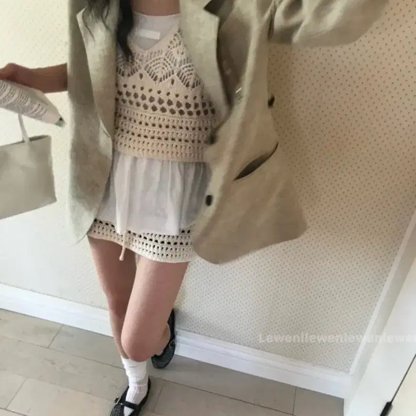 [BUNJANG] WIA Blossom Knit Skirt Ivory / 위아(블라썸 니트치마)아이보리