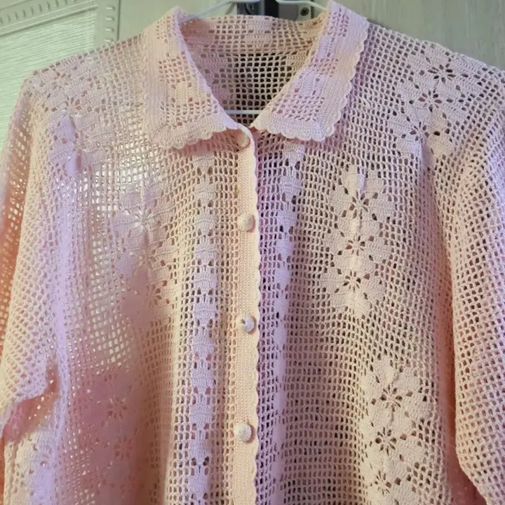 [BUNJANG] Hand-Knitted Crochet Cardigan / 손뜨개 크로셰 가디건