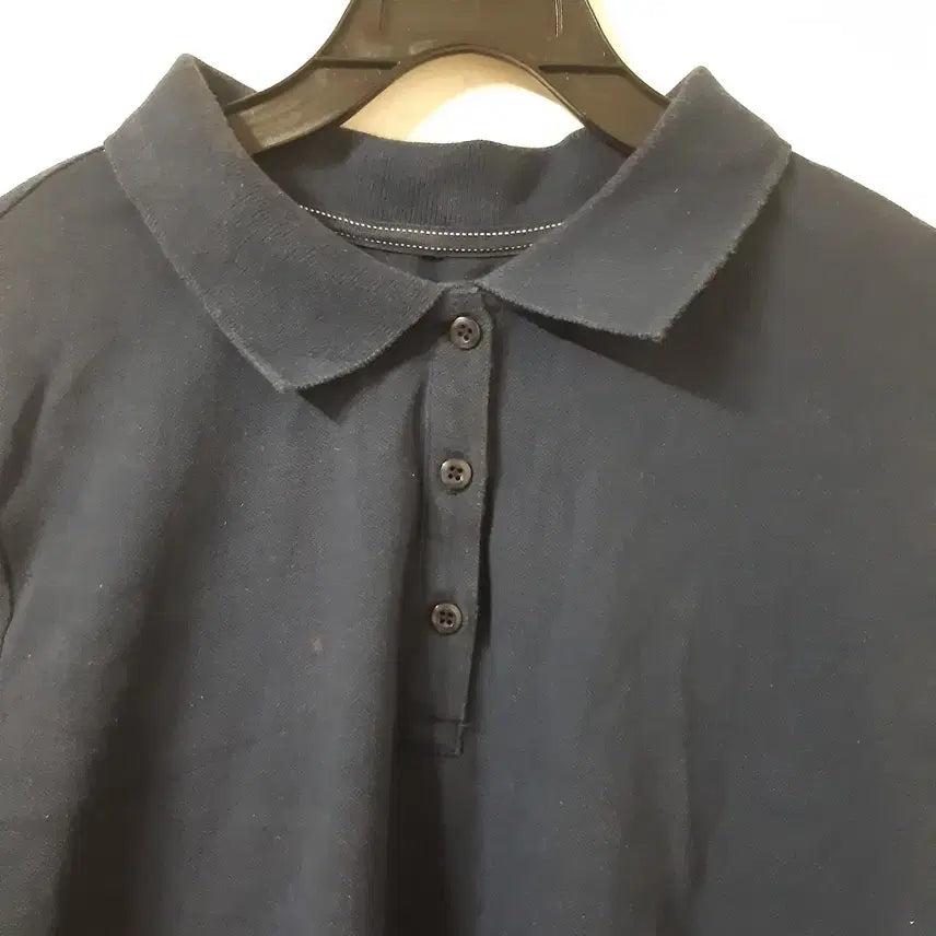 [BUNJANG] Long Sleeve Collared T-Shirt Navy / 긴팔 카라티 네이비