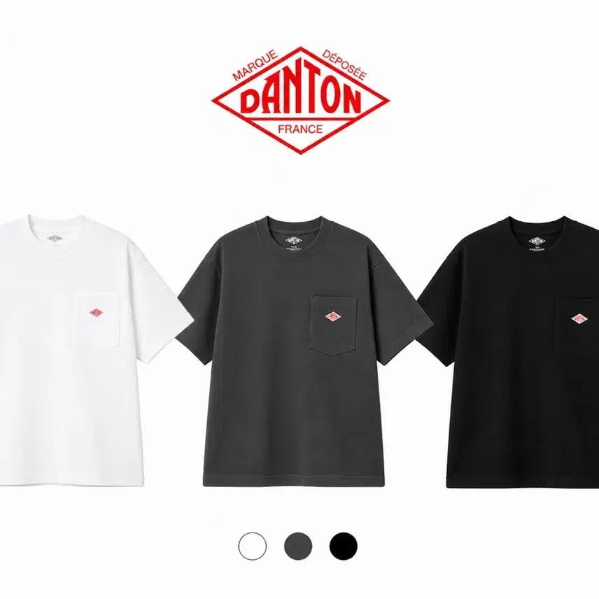 [BUNJANG] DANTON Pocket Short Sleeve T-Shirt / DANTON 단톤 포켓 반팔티 화이트/블랙/차콜