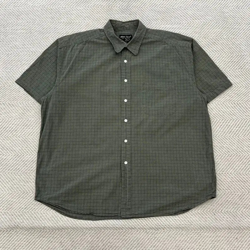[BUNJANG] Eddie Bauer Check Half Shirt / 에디바우어 체크 하프 셔츠 r3652