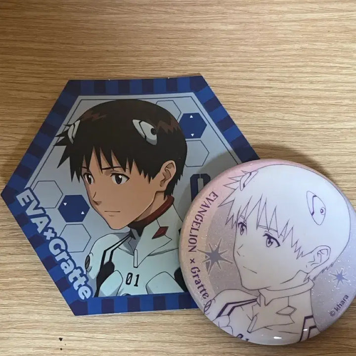 [BUNJANG] Evangelion Shinji Badge &amp; Coaster Set / 에반게리온 애니메이트 신지 뱃지 코스터