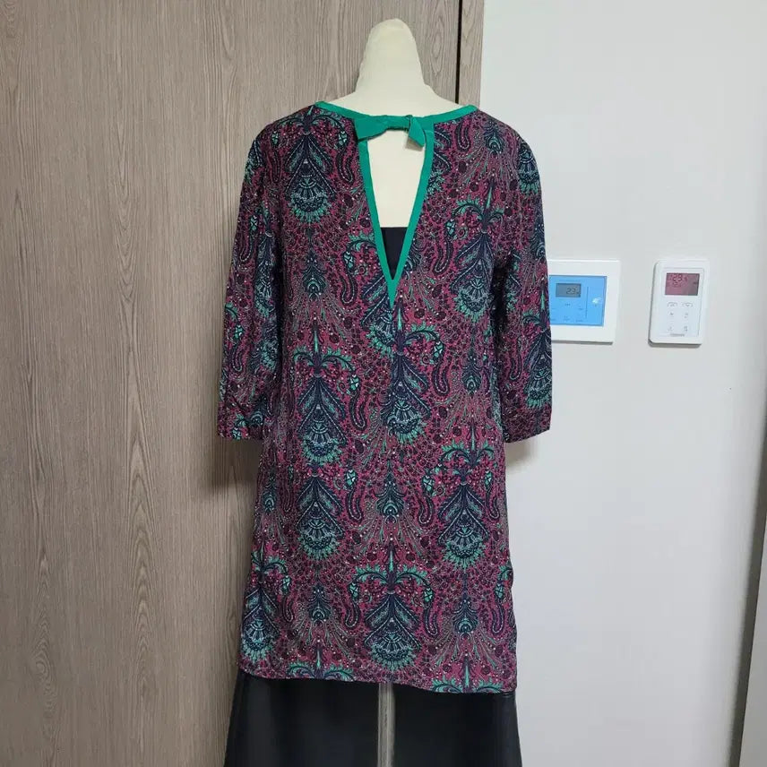 [BUNJANG] Sandro Paisley Pattern 3/4 Sleeve Dress Long Blouse / 산드로 페이즐리 패턴 칠부 원피스 롱 블라우스