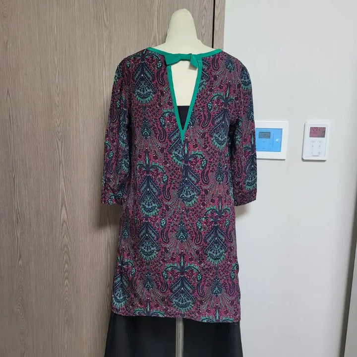 [BUNJANG] Sandro Paisley Pattern 3/4 Sleeve Dress Long Blouse / 산드로 페이즐리 패턴 칠부 원피스 롱 블라우스