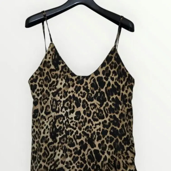 [BUNJANG] Leopard Print Sleeveless Ruffle Dress / 55~66 여성 원피스 레오파드 민소매 나시 원피스 호피 프릴 원피스