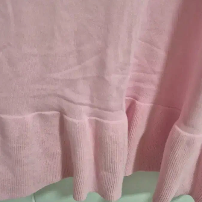 [BUNJANG] Pink Stripe Knit Dress with Collar / 핑크 스트라이프 카라 니트 원피스