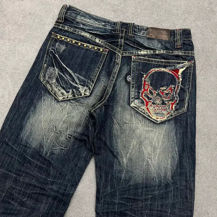 [BUNJANG] Vintage Skull Washed Denim Pants / 32 빈티지 스컬 워싱 데님 팬츠