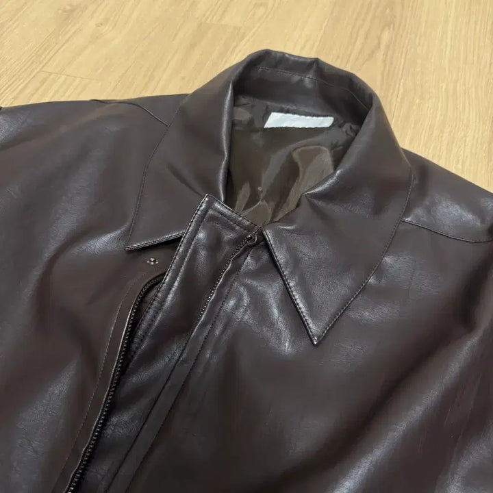 [BUNJANG] Brown Faux Leather Jacket / 브라운 레자자켓