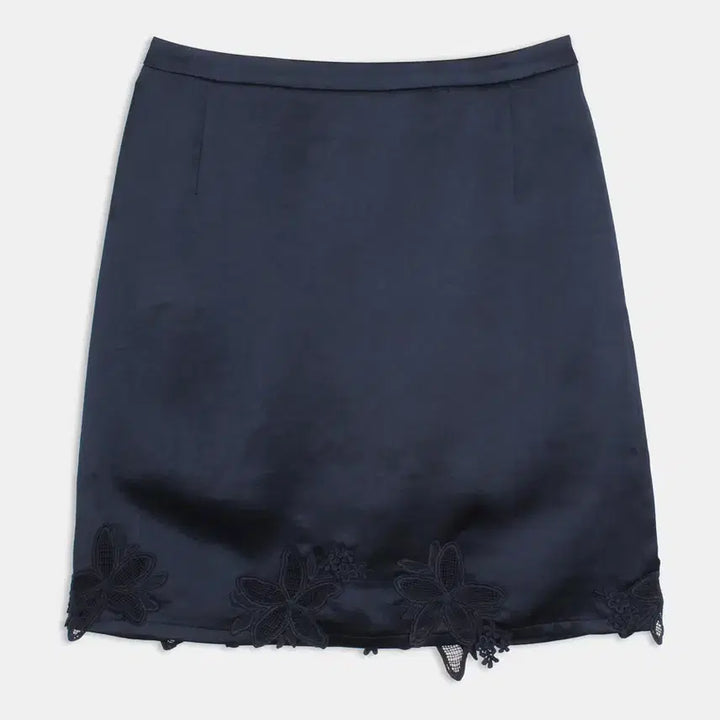[BUNJANG] Headment Flower Applique Satin Skirt (Navy) / 헤더먼트 flower applique satin skirt (navy)