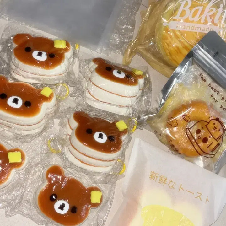 [BUNJANG] Rilakkuma 3-Tier Pancake Squishy Set / (5종세트) 3단 팬케익쿠마 리락쿠마 말랑이 신상 팬케이크 + 빵 스퀴시