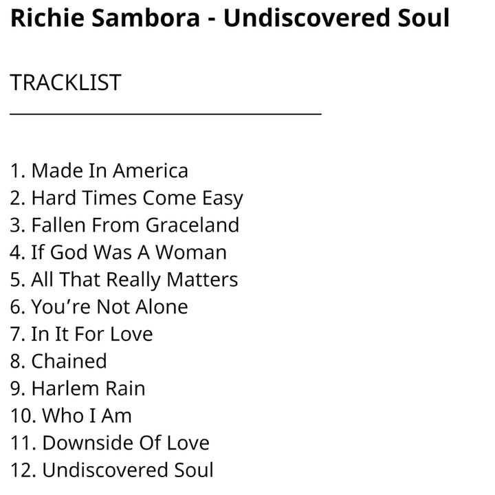 [BUNJANG] Richie Sambora Undiscovered Soul (1998 CD) / Richie Sambora -Undiscovered(CD)한국반98NM-