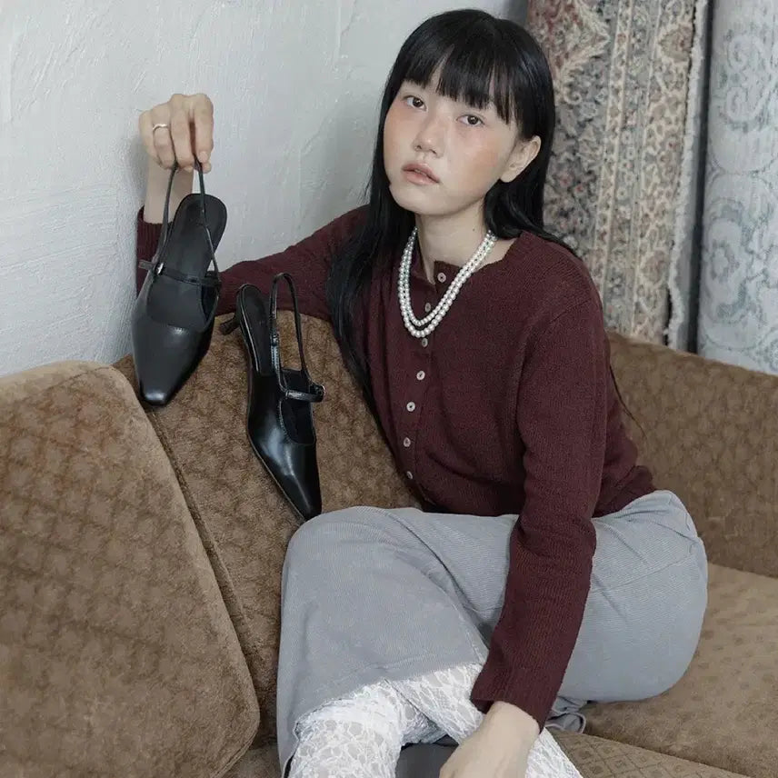 [BUNJANG] Nus Claire Slingback Heels Black / 누스 클레어 슬링백 힐 블랙 235
